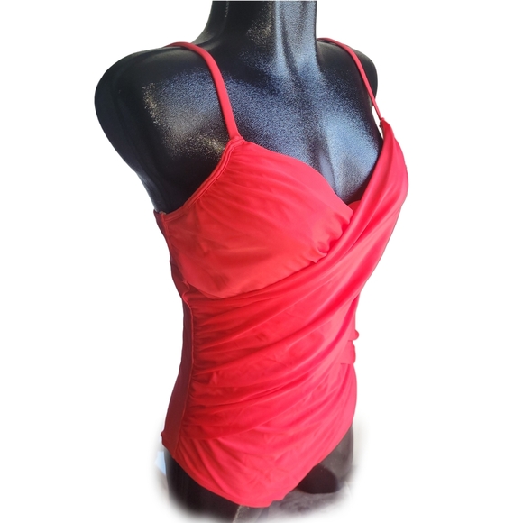 Old Navy Red Swimsuit with Ruched Wrap Design L - Picture 2 of 4